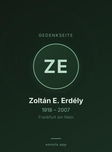 Gedenkportrait von Zoltán E. Erdély