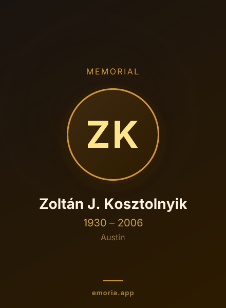 Memorial portrait of Zoltán J. Kosztolnyik
