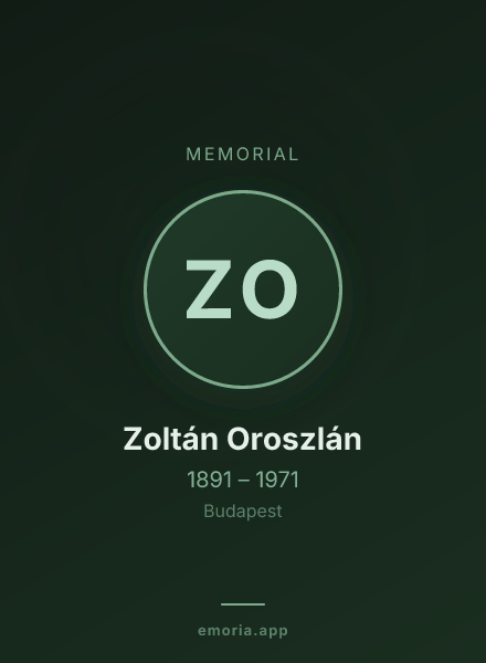 Memorial portrait of Zoltán Oroszlán