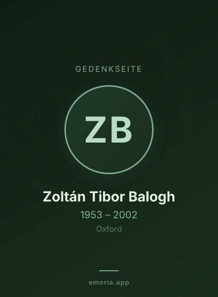 Gedenkportrait von Zoltán Tibor Balogh