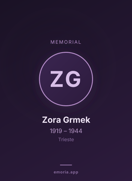 Memorial portrait of Zora Grmek
