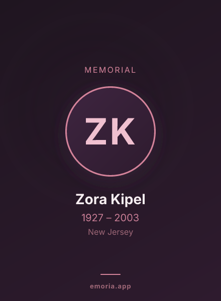 Memorial portrait of Zora Kipel