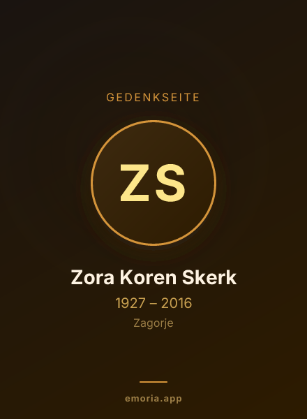 Gedenkportrait von Zora Koren Skerk