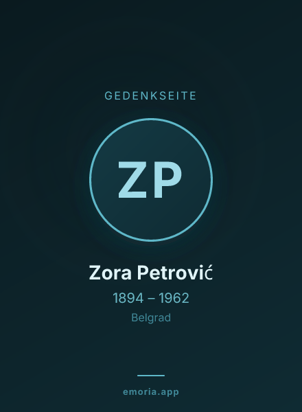 Gedenkportrait von Zora Petrović