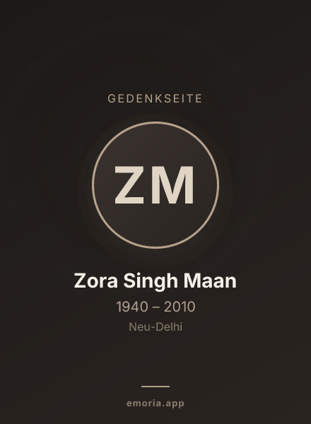 Gedenkportrait von Zora Singh Maan