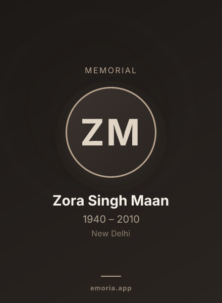Memorial portrait of Zora Singh Maan