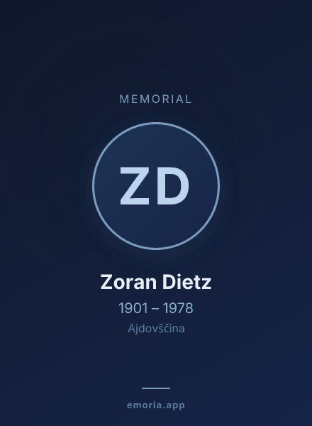 Memorial portrait of Zoran Dietz