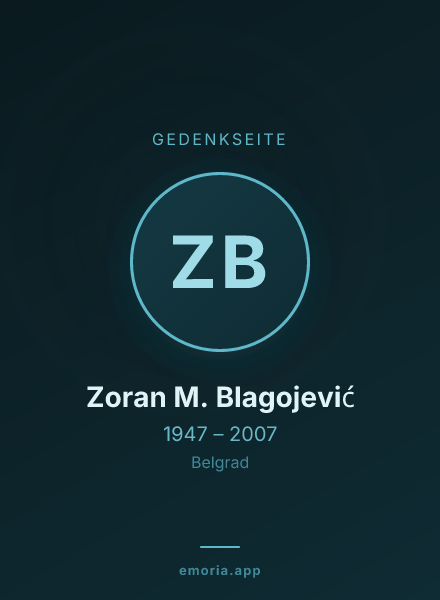 Gedenkportrait von Zoran M. Blagojević