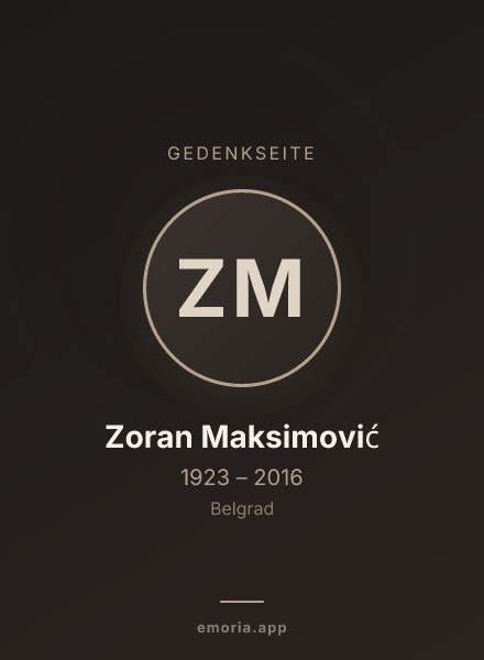 Gedenkportrait von Zoran Maksimović