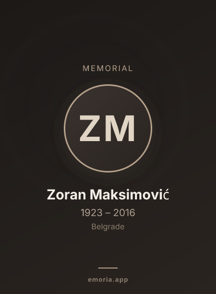 Memorial portrait of Zoran Maksimović