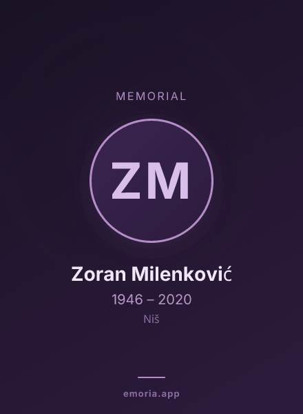 Memorial portrait of Zoran Milenković