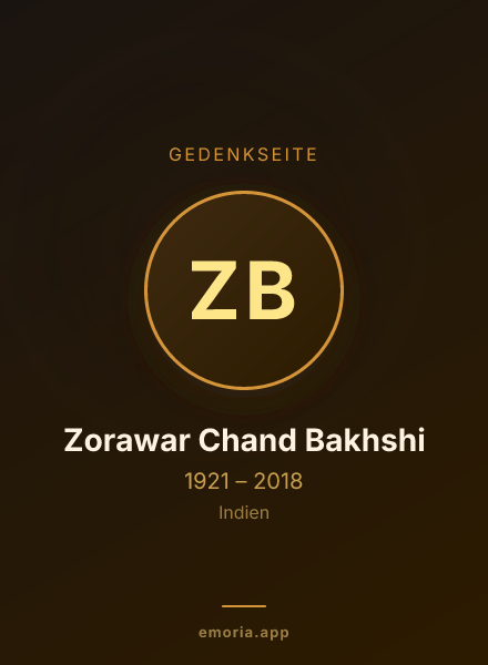 Gedenkportrait von Zorawar Chand Bakhshi