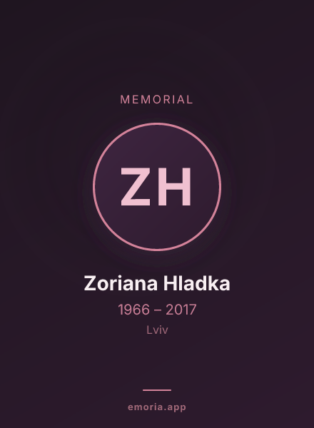 Memorial portrait of Zoriana Hladka