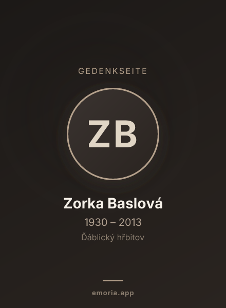 Gedenkportrait von Zorka Baslová