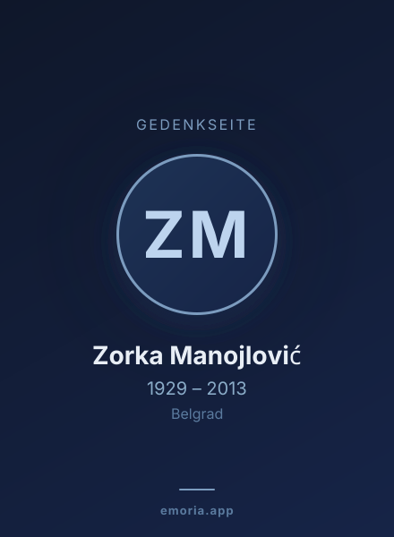 Gedenkportrait von Zorka Manojlović