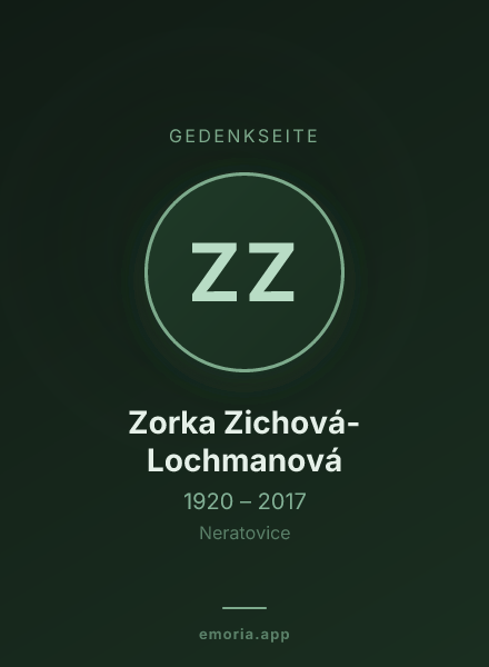 Gedenkportrait von Zorka Zichová-Lochmanová