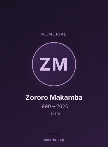 Memorial portrait of Zororo Makamba