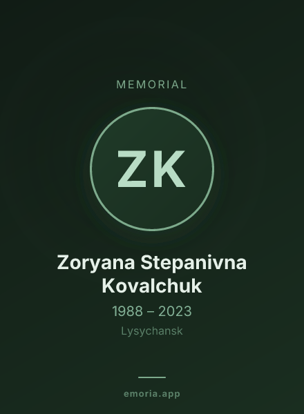 Memorial portrait of Zoryana Stepanivna Kovalchuk