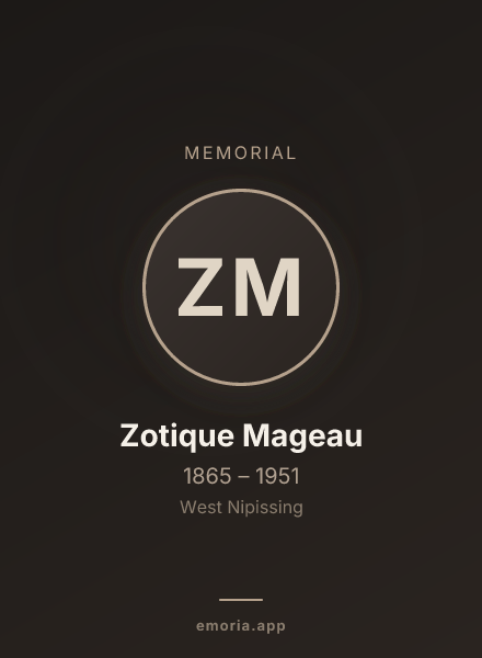 Memorial portrait of Zotique Mageau