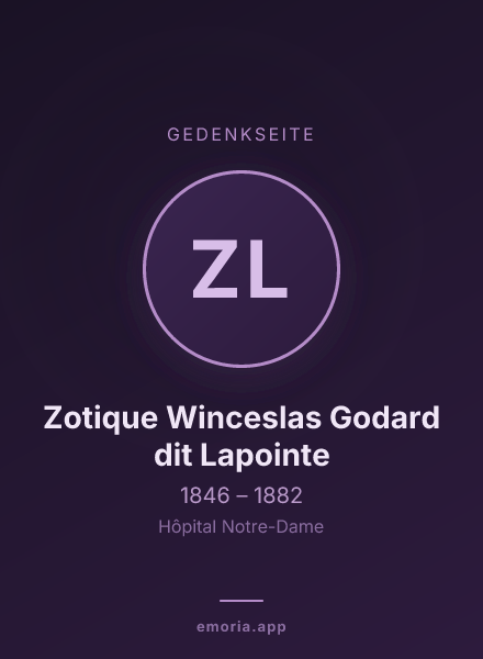 Gedenkportrait von Zotique Winceslas Godard dit Lapointe