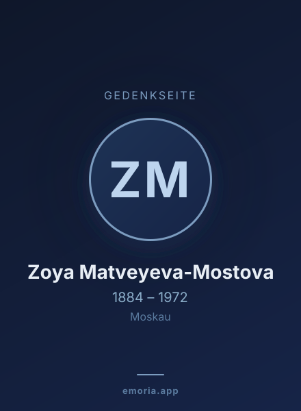 Gedenkportrait von Zoya Matveyeva-Mostova