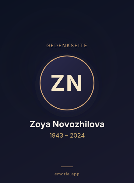 Gedenkportrait von Zoya Novozhilova