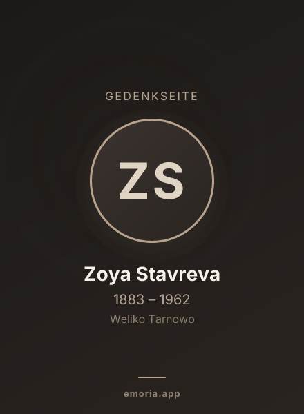 Gedenkportrait von Zoya Stavreva