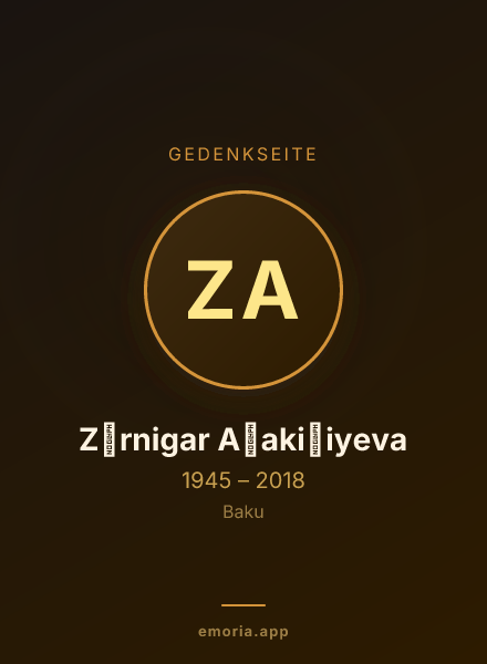 Gedenkportrait von Zərnigar Ağakişiyeva