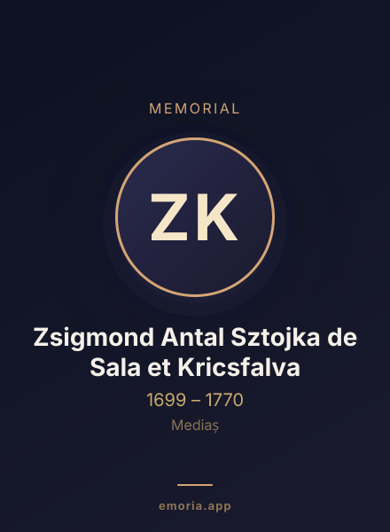 Memorial portrait of Zsigmond Antal Sztojka de Sala et Kricsfalva