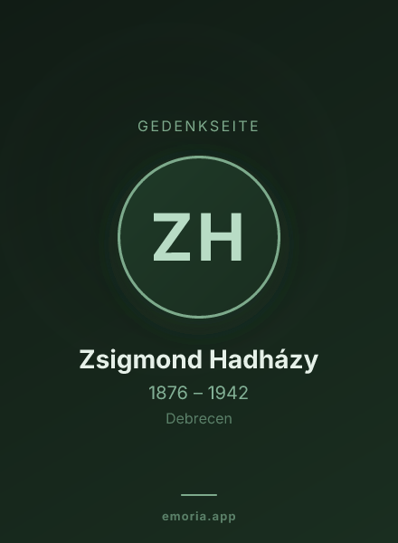 Gedenkportrait von Zsigmond Hadházy