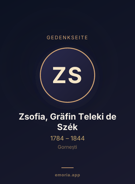 Gedenkportrait von Zsofia, Gräfin Teleki de Szék