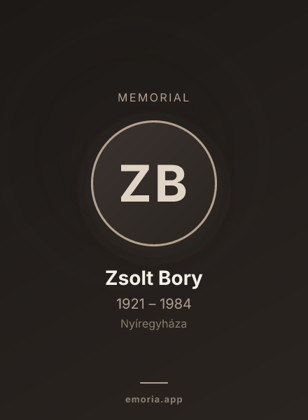 Memorial portrait of Zsolt Bory