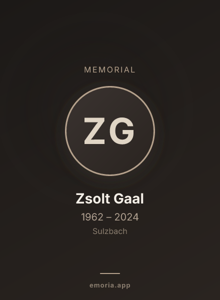 Memorial portrait of Zsolt Gaal