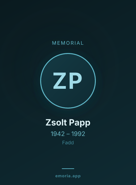 Memorial portrait of Zsolt Papp