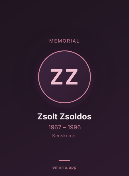 Memorial portrait of Zsolt Zsoldos
