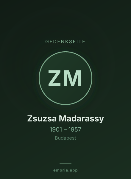 Gedenkportrait von Zsuzsa Madarassy