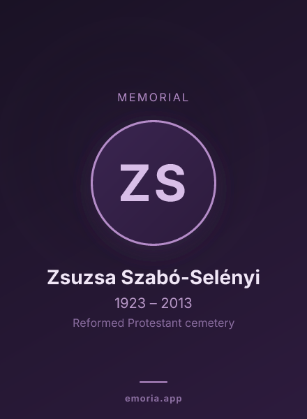Memorial portrait of Zsuzsa Szabó-Selényi