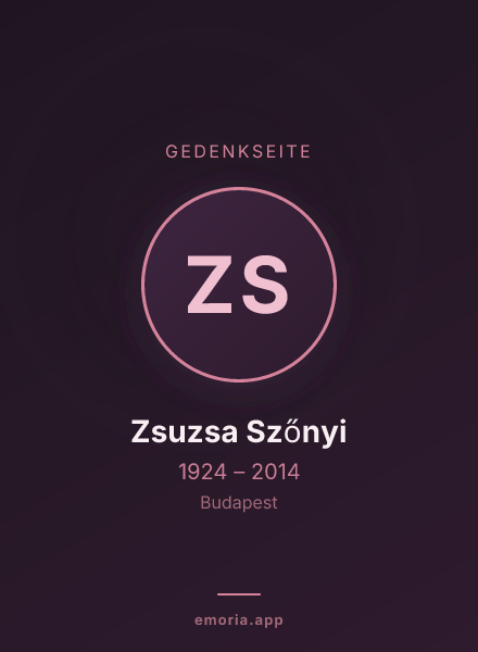 Gedenkportrait von Zsuzsa Szőnyi