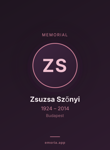 Memorial portrait of Zsuzsa Szőnyi