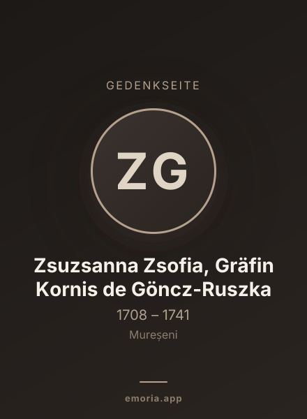 Gedenkportrait von Zsuzsanna Zsofia, Gräfin Kornis de Göncz-Ruszka