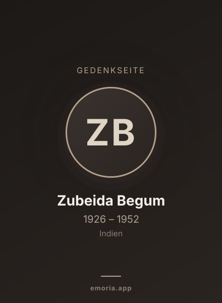 Gedenkportrait von Zubeida Begum