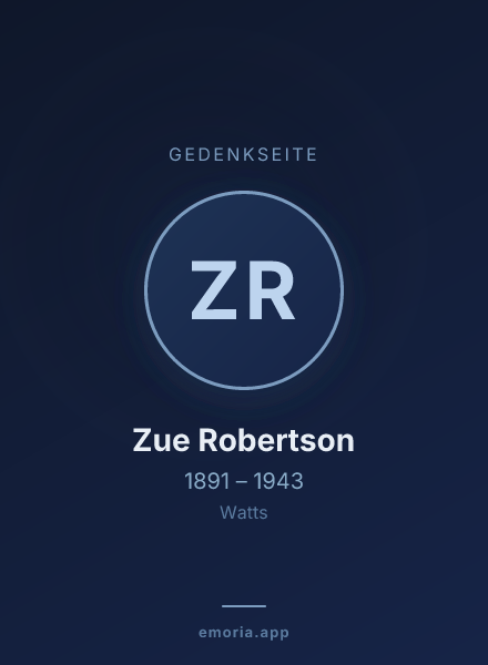 Gedenkportrait von Zue Robertson