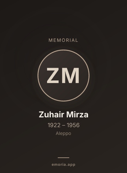 Memorial portrait of Zuhair Mirza