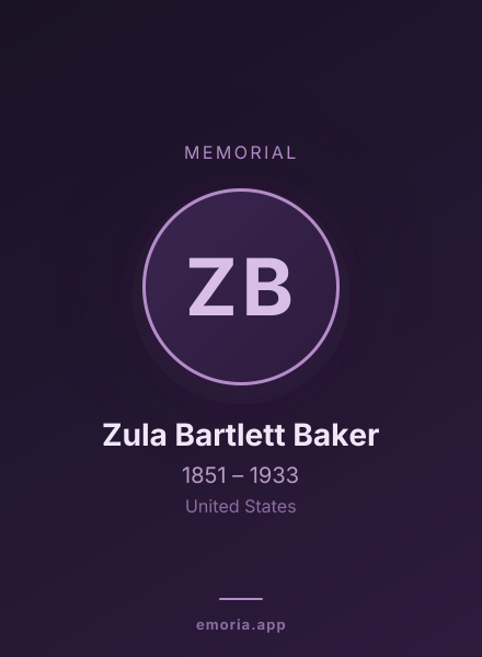 Memorial portrait of Zula Bartlett Baker