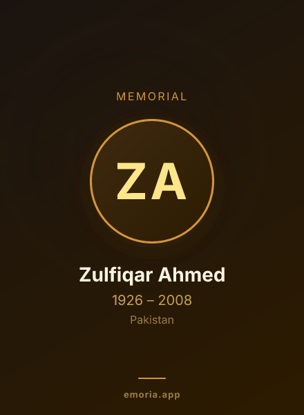Memorial portrait of Zulfiqar Ahmed