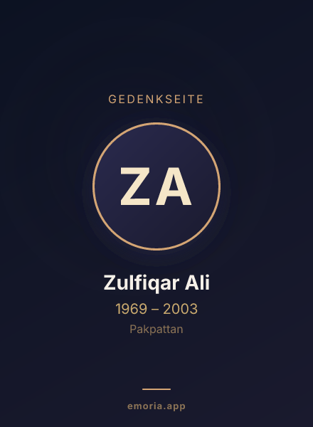 Gedenkportrait von Zulfiqar Ali