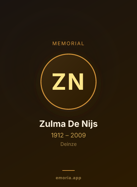 Memorial portrait of Zulma De Nijs