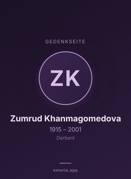 Gedenkportrait von Zumrud Khanmagomedova