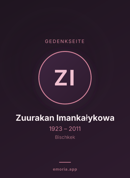 Gedenkportrait von Zuurakan Imankałykowa