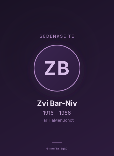 Gedenkportrait von Zvi Bar-Niv